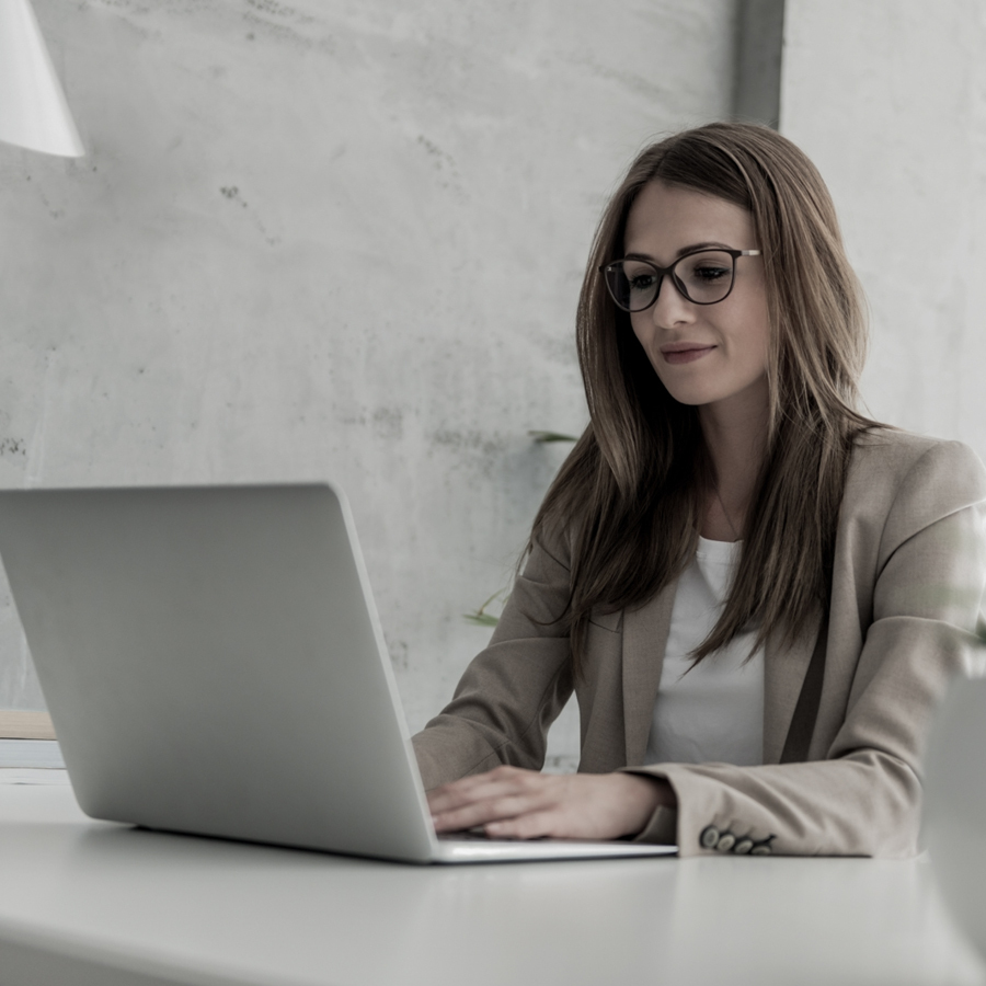 woman at computer.